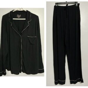Women's Black Pajama Set with White Trim
